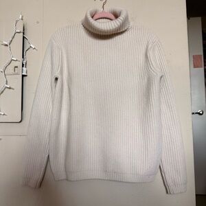 Jenni Kayne 100% Cashmere Ribbed Turtleneck Sweater Cream XS